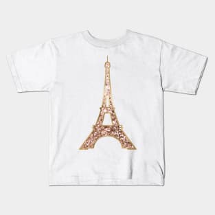 Eiffel Tower - rose gold glitter Kids T-Shirt